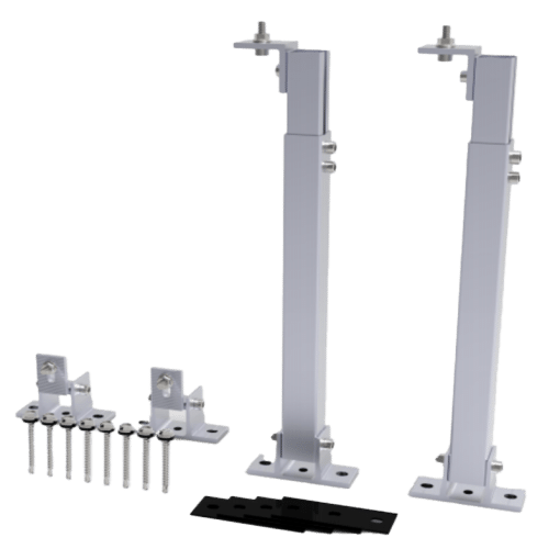 Montagebeugels en bevestigingsmateriaal van de Canopy Luifel Kit voor zonnepanelen.