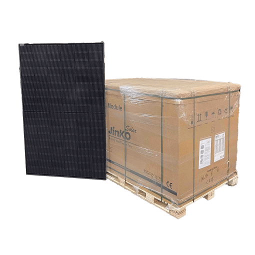 Jinko Solar Tiger Neo All Black N-Type 440Wp zonnepaneel met een pallet van 36 panelen