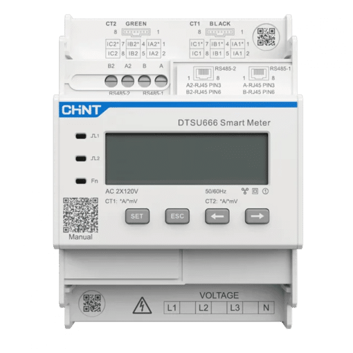 Growatt Smart Meter TMP-6CT-C-EU met duidelijke interface en aansluitingen.